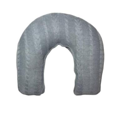 Imagem de Almofada de Amamentação em Tricot com Zíper, Formato U Anatômico, Fibra Siliconada, 37x45x13cm (Cor Cinza Escuro)