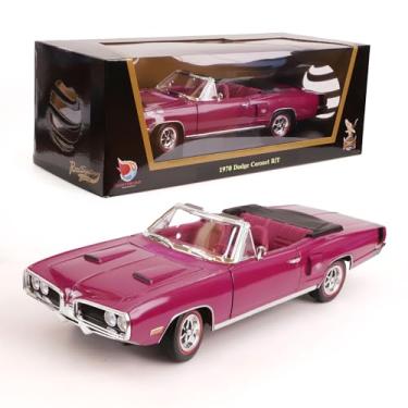 Imagem de LUCKY DIE CAST Dodge Coronet R/T 1970 Escala 1/18 Modelo de carro fundido com portas que abrem e vitrine - Presente de carro colecionável vintage clássico premium para homens e adultos (rosa)