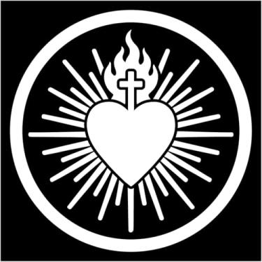Imagem de Adesivo de recorte Sagrado Coração em Chamas - Diversas Cores e Tamanhos - Para Carro, Vidro, Portas, Paredes Lisas entre outros (BRANCO, 52X52 CM)