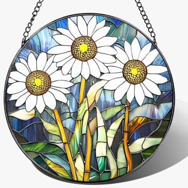 Imagem de Vitral para pendurar na janela, coletores de sol de 20,3 cm, captadores de sol de flores de nascimento para portas de janelas, decoração de casa e Natal, Dia das Mães, aniversário, presentes de flores