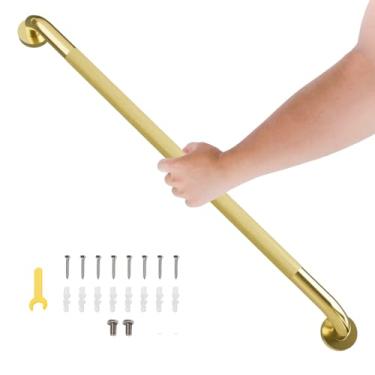 Imagem de Barra de apoio para chuveiro, alça de barra de apoio de banheiro de 91 cm com aderência serrilhada antiderrapante, barra de equilíbrio de banho de aço inoxidável, suporte de barra de segurança de