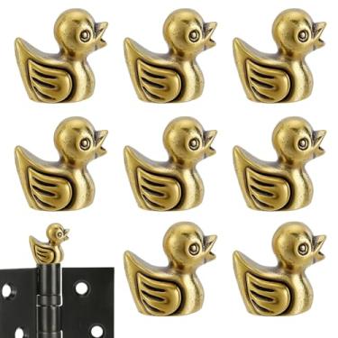 Imagem de AHANDMAKER 8 peças de cabeças de dobradiça de pato de latão, enfeite decorativo de pato dourado antigo, conjunto de dobradiça de porta, cabeça para decoração de mesa de escritório em casa, estatuetas