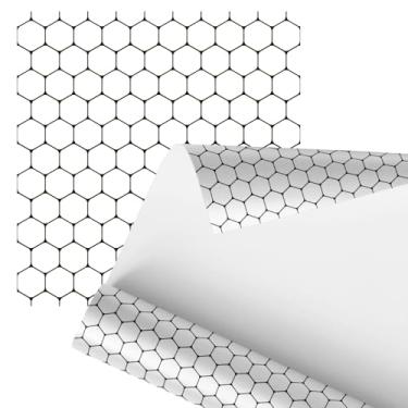 Imagem de Papel de Parede Geométrico Hexagonal, Decorativo, Padrão Colmeia, 2,80 Metros, Branco e Preto, Adesivo