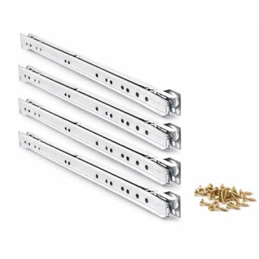 Imagem de Kit 4 Pares Corrediça Metálica Branca 40cm para Gaveta com Parafusos de Fixação