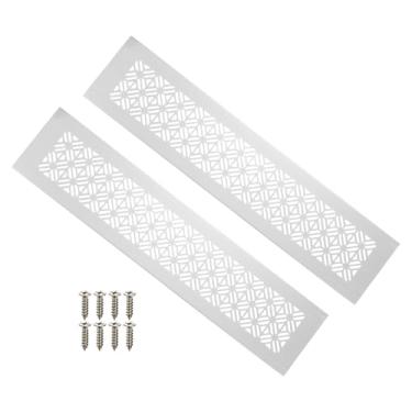 Imagem de PATIKIL Capa de ventilação de porta de 40,6 x 7,6 cm, 2 peças de cobertura de ventilação de grade de alumínio resistente com parafusos de montagem para porta de guarda-roupa de armário, cinza claro
