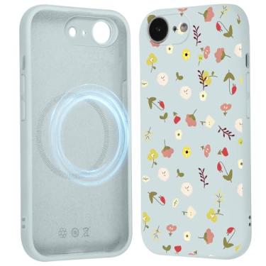 Imagem de FBHGLOA Capa magnética para iPhone 16e de 6,1 polegadas, capa de telefone com flores fofas, compatível com MagSafe, capa floral bonita da moda para mulheres e meninas à prova de choque macia fina TPU