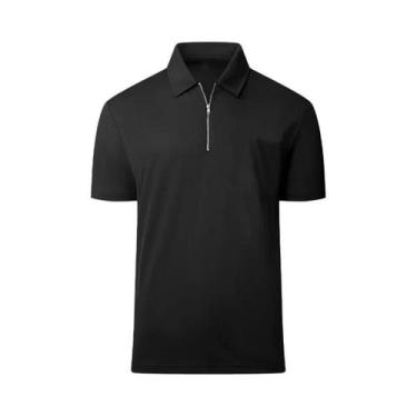 Imagem de Camisa Polo Masculina Leve De Manga Curta Com Zíper De Um Quarto, Casu