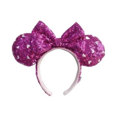 Imagem de Tiara De Orelhas Da Minnie Mouse Com Lantejoulas Rosa Disney Space Mou