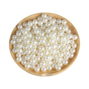 Imagem de Pulseira De Pérola Imitada ABS Branca Bege 3-20mm 10-1000pcs Com Furo 