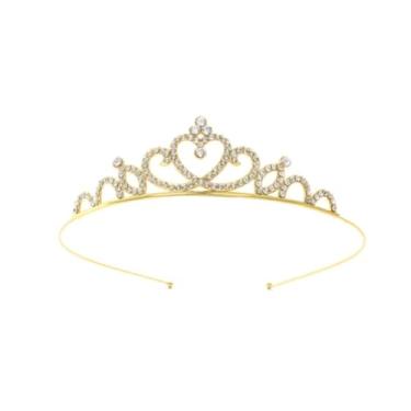 Imagem de Coroa Tiara Princesa Stras Debutante Daminha Casamento Aço F (Coração Dourado)