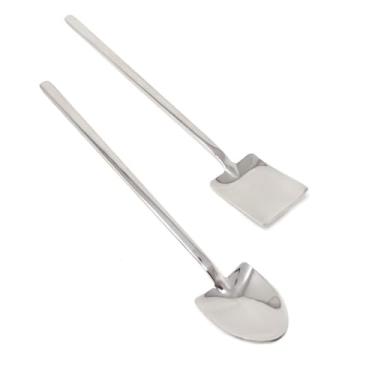 Imagem de 4 peças de conjuntos de colheres de sobremesa de cabo longo de aço inoxidável divertidas em forma de pá colheres de sorvete para misturar pás para bar de festa em casa