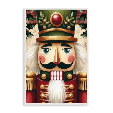 Imagem de Stupell Industries Arte giclée emoldurada branca tradicional de quebra-nozes festiva, design por Nicole DeCamp, 45,7 x 30,5 cm