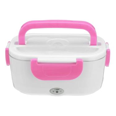 Imagem de Marmita Elétrica Portátil 1,5L com Duas Divisórias Internas Removíveis BiVolt 110V/220V com Aquecimento Rápido e Tampa com Trava Ideal para Casa, Trabalho, Escritório, Caminhão e Carro (Rosa)