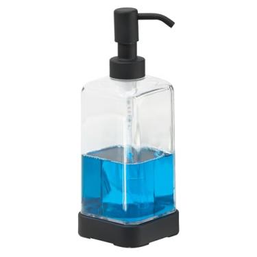 Imagem de Dispensador de sabonete iDesign para banheiro ou toucador – comporta sabonete ou loção para as mãos – transparente/preto fosco