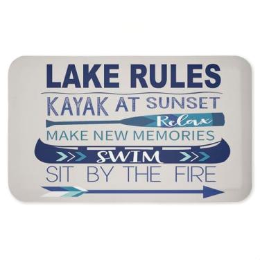 Imagem de Tapete antifadiga Lake Time Traditions, tapete ergonômico acolchoado para cozinha e pé com suporte antiderrapante, tapete confortável ecológico, design por Louise Allen Designs, 76 cm x 45 cm