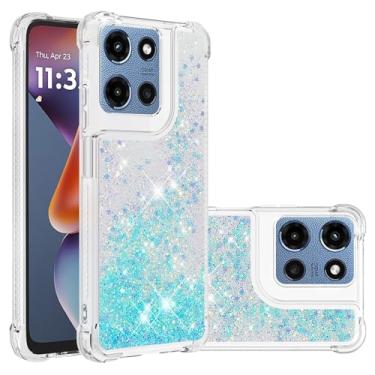 Imagem de Ranyi Capa para Moto G Power (2026/2025), borracha de silicone transparente de areia movediça líquida flutuante com glitter e canto reforçado compatível com Motorola Moto G Power 5G (2026/2025) - Azul