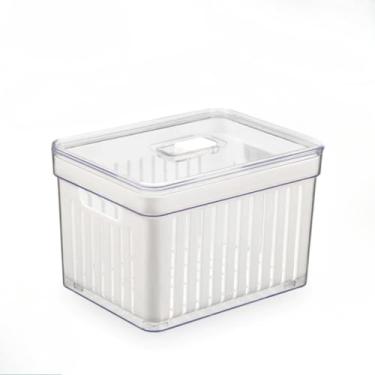 Imagem de Kit Organizador de Geladeira 3,8 Litros Cesto Com Tampa Multiuso Alimentos Verduras Potes de Salada (1 Pote/3,8Litros)