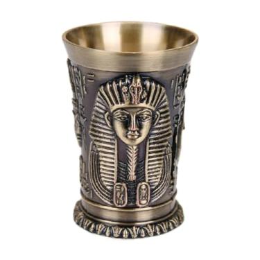 Imagem de Copo de vinho de vidro clássico padrão faraó egípcio 30ml liga gole de vinho de vidro para bar festa vodka,