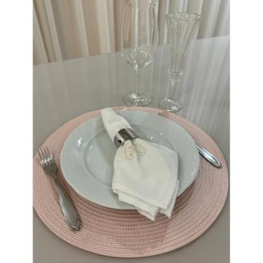 Imagem de Jogo Americano Mesa Posta Impermeável Redondo ou Retangular para Jantar e Eventos – Kit 4 ou 6 Lugares Decorativo Luxo (3. Rosa Claro,4 Unidades)