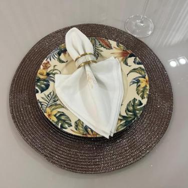 Imagem de Jogo Americano Mesa Posta Impermeável Redondo ou Retangular para Jantar e Eventos – Kit 4 ou 6 Lugares Decorativo Luxo (62. Marrom Brilhante,6 unidades)