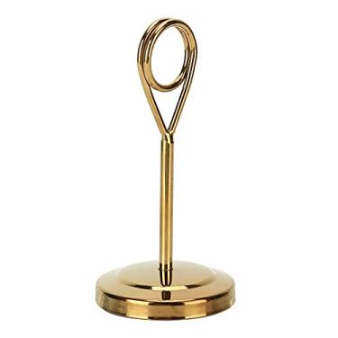 Imagem de GLOGLOW Suporte de Número de Mesa de Aço Inoxidável de Sinalização, Design Elegante de Anel de Enrolamento, Clipe de Imagem Leve para Restaurantes, Hotéis, Bar e Restaurante de Uso Doméstico (Ouro)