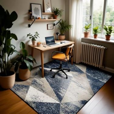 Imagem de 1 Tapete Escritório Grande Antiderrapant 200x250 Js Do Cr Vr (M20 Azul - Geométrico Moderno)