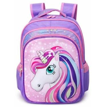 Imagem de Mochila Escolar Infantil Criança Alto Relevo Grande 3D-Feminino
