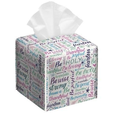 Imagem de Pacote com 2 capas coloridas inspiradoras para caixa de lenços de papel facial à prova d'água para banheiro, cozinha, casa, escritório, carro