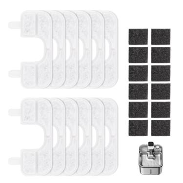Imagem de Filtros de fonte de água para gatos Q108: pacote com 12 filtros de substituição e pré-filtro de esponjas para fonte de água sem fio Qinliy Q108 3,5 g/3,5 L