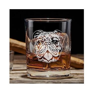 Imagem de Promotion & Beyond Copo de uísque fofo com rosto de buldogue - presente engraçado para pai, tio, avô, da filha, filho, esposa - Dia dos Pais