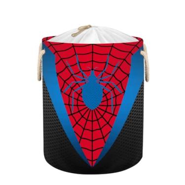 Imagem de Cesto de roupa suja – Teia de aranha vermelha, 58 L, dobrável, impermeável, grande, alto, cesto de armazenamento de berçário para crianças, roupas, banheiro, decoração de herói de quadrinhos de quarto