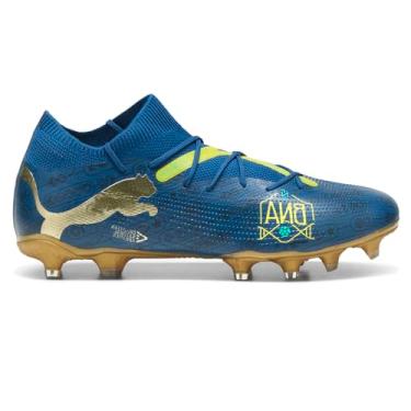 Imagem de PUMA Chuteiras de futebol masculinas Future 7 Match Firm Ground/Artificial Ground, Sailing Blue-marine Blue-Pelé Yellow-Grassy Green-Gold, 39