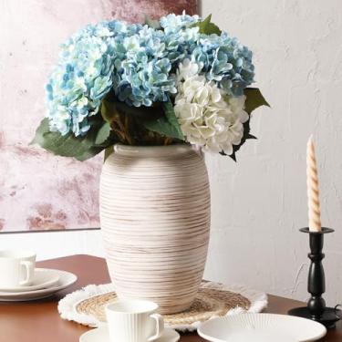 Imagem de ALMA Vaso de cerâmica grande, para decoração de casa, vaso rústico branco de 30 cm de altura para centros de mesa, vaso decorativo boho para sala de estar, fazenda, entrada, cornija, estante de livros