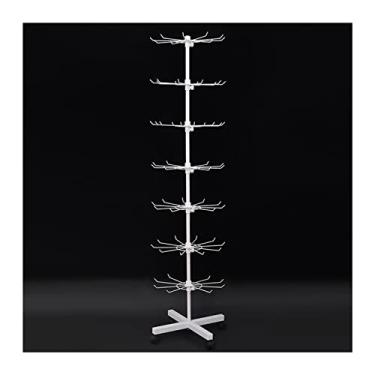 Imagem de Suporte giratório de exibição de joias de 7 camadas - organizador preto para colares, pulseiras, anéis e chaveiros - Torre móvel de árvore para varejo e uso doméstico (branco, 7 níveis)