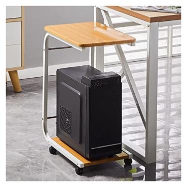 Imagem de KEG801302 Suporte de impressora de escritório com rodas giratórias de 2 níveis para CPU, carrinho para PC, laptop, mesa de pé para mesa de impressora de escritório em casa (natural)