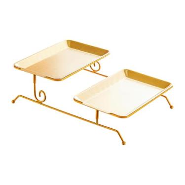 Imagem de Bothyi Suporte para sobremesas, suporte para servir com 2 andares, estilo nórdico, bandejas para servir frutas, prato para decoração de Natal, fazenda, Dia, L