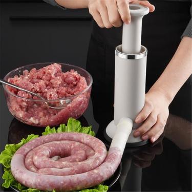 Imagem de Enchurrador de Salsicha Fabricante com Hambúrguer Manual em Aço Inoxidável SUS304 Grau Alimentar Capacidade Maior 2 2lbs Fácil Montar e Limpar para Diversão na Fabricação Salsichas Caseiras