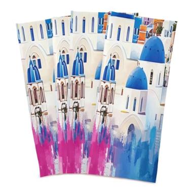 Imagem de Wassud Toalhas de cozinha em aquarela para casa panos de prato de cozinha pacote com 4 panos de prato macios com laço para pendurar toalha de mão super absorvente de secagem rápida toalhas de chá de