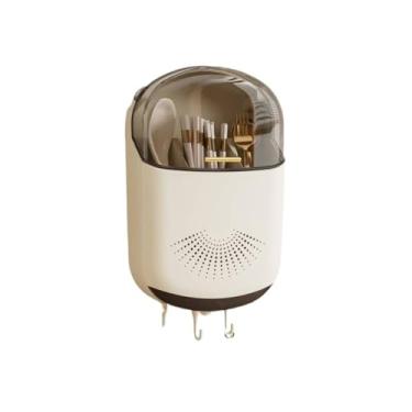 Imagem de Reforçado Não é necessária instalação, caixa de armazenamento de pauzinhos de plástico montada na parede, para armazenamento de pauzinhos e colheres de cozinha doméstica(Orange)