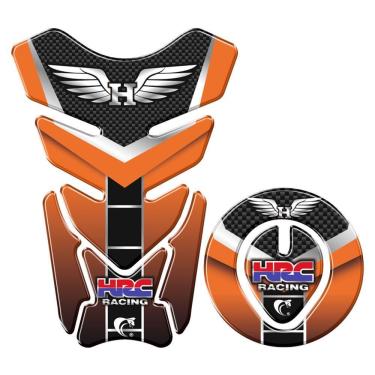 Imagem de Protetor Tanque E Bocal Adesivo Moto Honda Racing Até 2017 Laranja