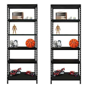 Imagem de Conjunto 2 Estantes Prateleiras Modular de Aço Multiuso Armário Livrei
