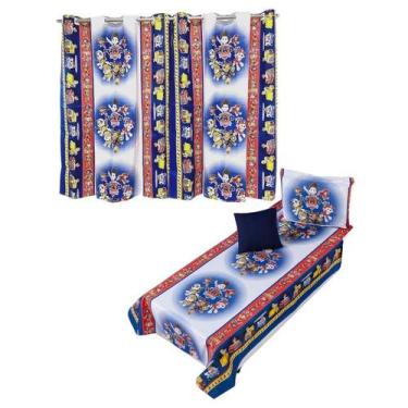 Imagem de Kit Colcha Cobre Leito + Cortina Infantil Solteiro 4P Menino - Ametist