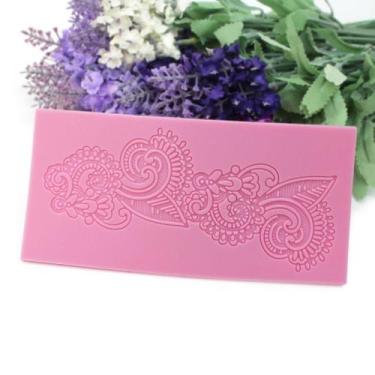 Imagem de Molde Silicone Textura Bolo Decoraçao Renda Açucar Fondant - Luyke