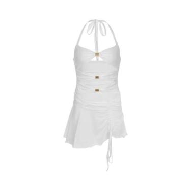 Imagem de Vestido Feminino Sem Mangas Justo Plissado Halter Estilo Resort Sexy C
