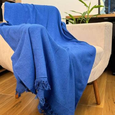 Imagem de Kit 2 Manta Para Sofá Kink Gigante 2 E 3 Lugares 3,00x1,80 Capa Protetor De Sofa Grande De Luxo Azul Royal