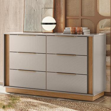 Imagem de Cômoda 6 Gavetas Demóbile Giardino MDP Pintura UV Corrediças Telescópicas Puxadores ABS
