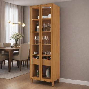 Imagem de Cristaleira com LED e Vidro Incolor 2 Portas Damasco Indekes - Freijo