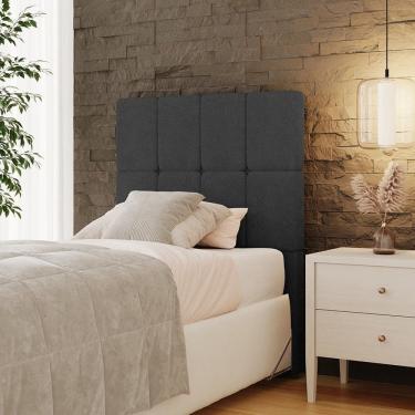 Imagem de Cabeceira Solteiro 90cm Boucle Estofada Design Moderno para Quarto Linea Cinza