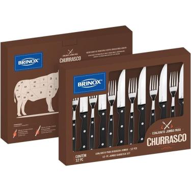 Imagem de Jogo de Talheres para Churrasco Brinox Jumbo 12 Peças Preto