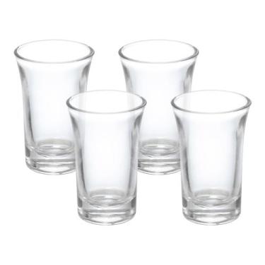 Imagem de Kit 4 Copo de Shot Dose Vidro Transparente Copinho para Cachaça Tequil